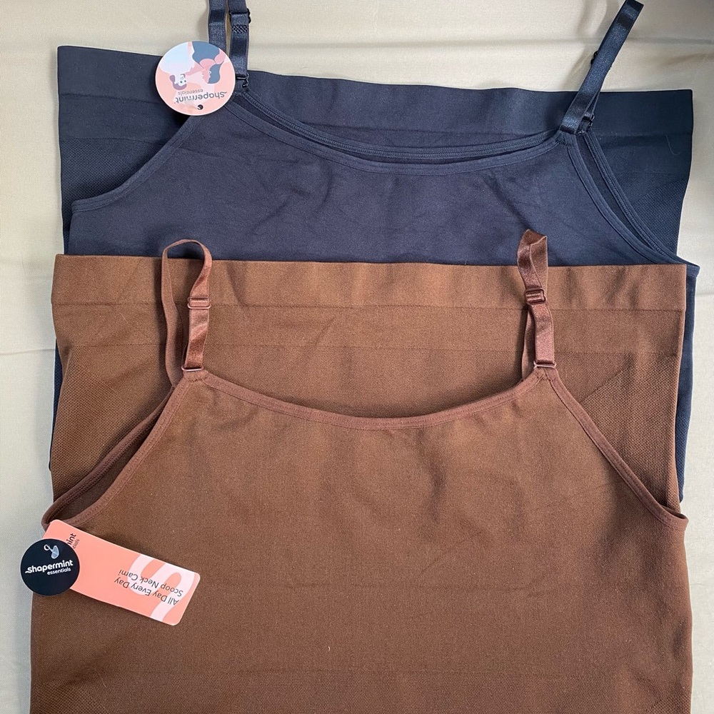 Shapermint Essentials All Day Every Day Scoop Neck Cami 2 Black Brown 4X